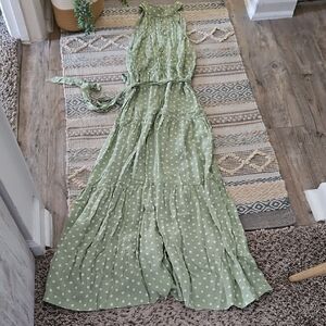 Green Polka Dot Maxi Dress